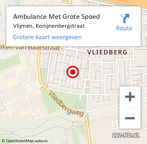 Locatie op kaart van de 112 melding: Ambulance Met Grote Spoed Naar Vlijmen, Konijnenbergstraat op 2 mei 2020 05:49