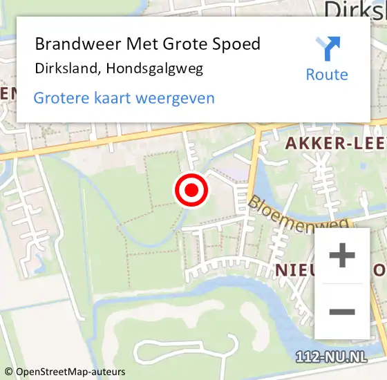 Locatie op kaart van de 112 melding: Brandweer Met Grote Spoed Naar Dirksland, Hondsgalgweg op 2 mei 2020 06:52