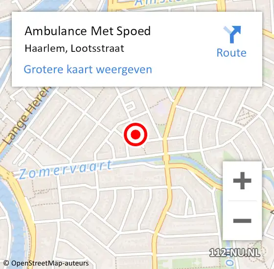 Locatie op kaart van de 112 melding: Ambulance Met Spoed Naar Haarlem, Lootsstraat op 2 mei 2020 08:40