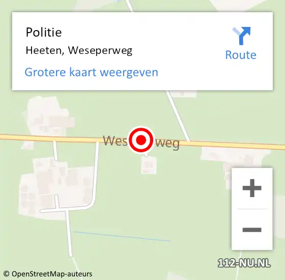 Locatie op kaart van de 112 melding: Politie Heeten, Weseperweg op 2 mei 2020 10:21