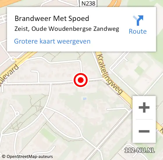 Locatie op kaart van de 112 melding: Brandweer Met Spoed Naar Zeist, Oude Woudenbergse Zandweg op 2 mei 2020 12:09