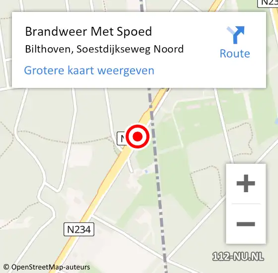 Locatie op kaart van de 112 melding: Brandweer Met Spoed Naar Bilthoven, Soestdijkseweg Noord op 2 mei 2020 13:31