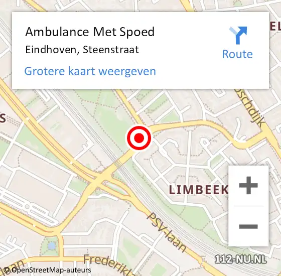 Locatie op kaart van de 112 melding: Ambulance Met Spoed Naar Eindhoven, Steenstraat op 2 mei 2020 14:12