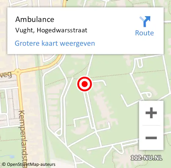 Locatie op kaart van de 112 melding: Ambulance Vught, Hogedwarsstraat op 2 mei 2020 15:02