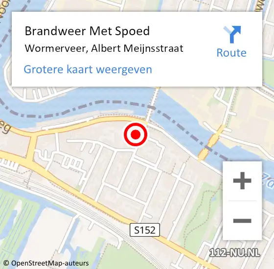 Locatie op kaart van de 112 melding: Brandweer Met Spoed Naar Wormerveer, Albert Meijnsstraat op 2 mei 2020 16:18