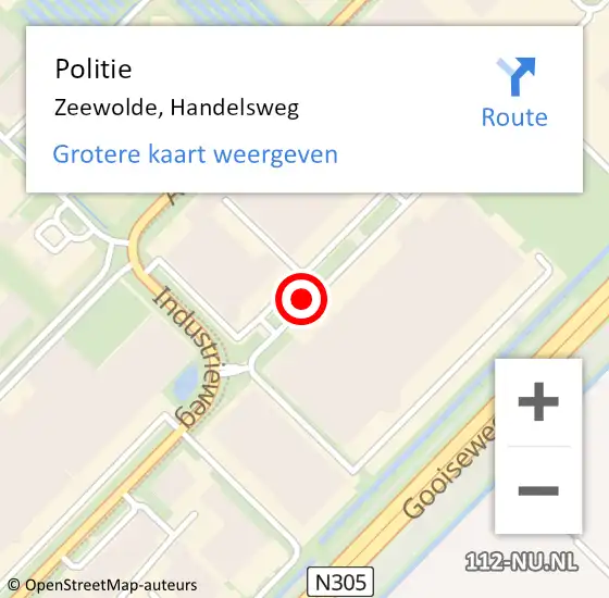 Locatie op kaart van de 112 melding: Politie Zeewolde, Handelsweg op 2 mei 2020 16:59