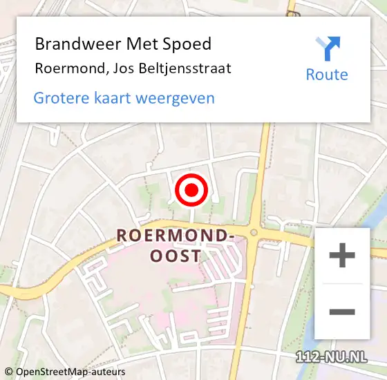 Locatie op kaart van de 112 melding: Brandweer Met Spoed Naar Roermond, Jos Beltjensstraat op 2 mei 2020 17:35