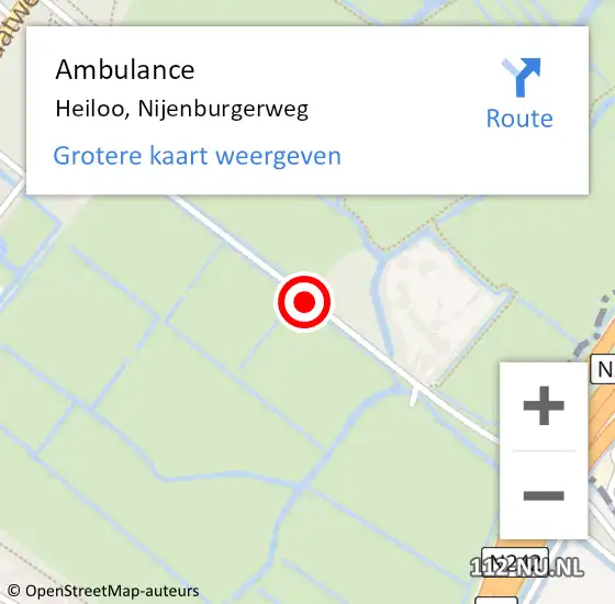 Locatie op kaart van de 112 melding: Ambulance Heiloo, Nijenburgerweg op 2 mei 2020 17:55