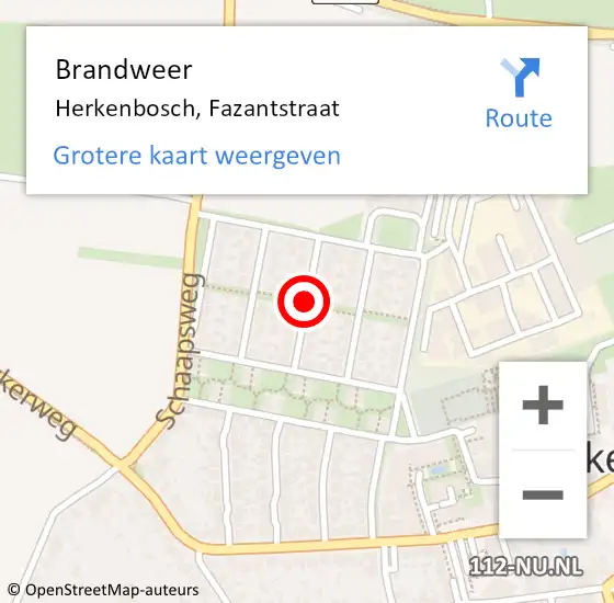 Locatie op kaart van de 112 melding: Brandweer Herkenbosch, Fazantstraat op 2 mei 2020 19:37