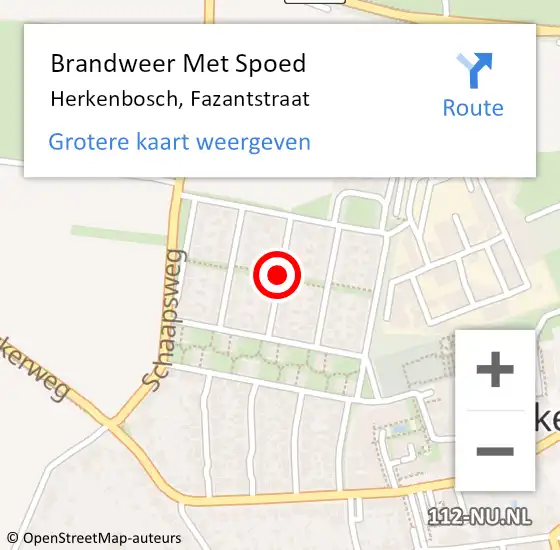 Locatie op kaart van de 112 melding: Brandweer Met Spoed Naar Herkenbosch, Fazantstraat op 2 mei 2020 19:38