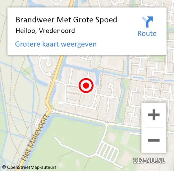 Locatie op kaart van de 112 melding: Brandweer Met Grote Spoed Naar Heiloo, Vredenoord op 2 mei 2020 20:00