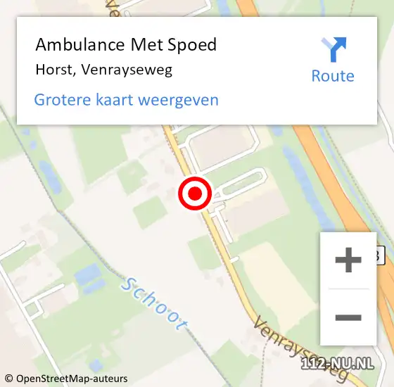 Locatie op kaart van de 112 melding: Ambulance Met Spoed Naar Horst, Venrayseweg op 2 mei 2020 20:03