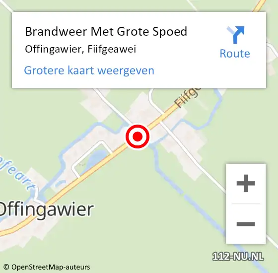 Locatie op kaart van de 112 melding: Brandweer Met Grote Spoed Naar Offingawier, Fiifgeawei op 2 mei 2020 20:29