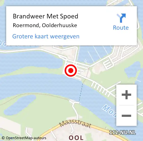Locatie op kaart van de 112 melding: Brandweer Met Spoed Naar Roermond, Oolderhuuske op 2 mei 2020 21:01