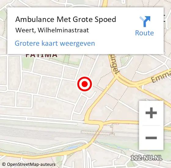 Locatie op kaart van de 112 melding: Ambulance Met Grote Spoed Naar Weert, Wilhelminastraat op 2 mei 2020 21:27