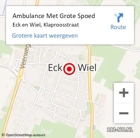 Locatie op kaart van de 112 melding: Ambulance Met Grote Spoed Naar Eck en Wiel, Klaproosstraat op 2 mei 2020 23:03