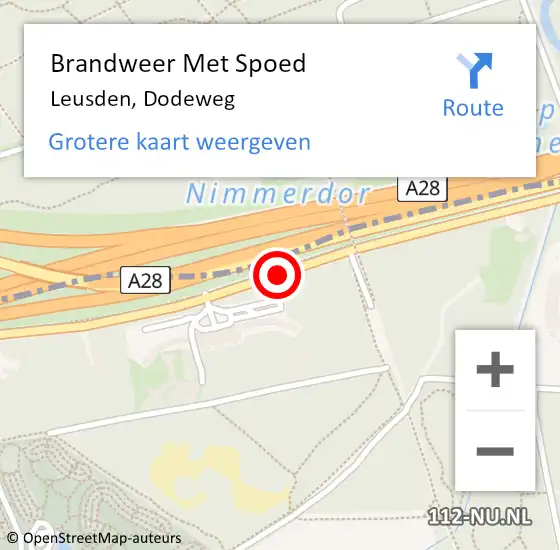 Locatie op kaart van de 112 melding: Brandweer Met Spoed Naar Leusden, Dodeweg op 3 mei 2020 00:03