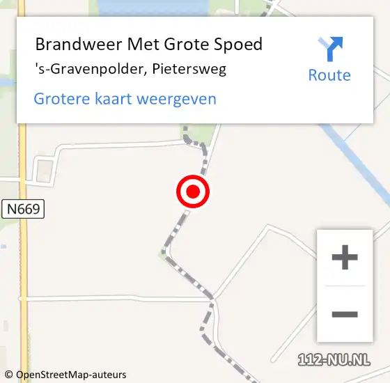 Locatie op kaart van de 112 melding: Brandweer Met Grote Spoed Naar 's-Gravenpolder, Pietersweg op 3 mei 2020 00:25