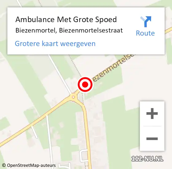 Locatie op kaart van de 112 melding: Ambulance Met Grote Spoed Naar Biezenmortel, Biezenmortelsestraat op 3 mei 2020 00:57