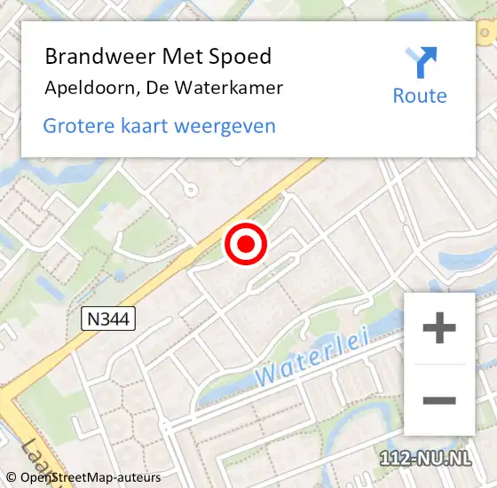 Locatie op kaart van de 112 melding: Brandweer Met Spoed Naar Apeldoorn, De Waterkamer op 3 mei 2020 04:01