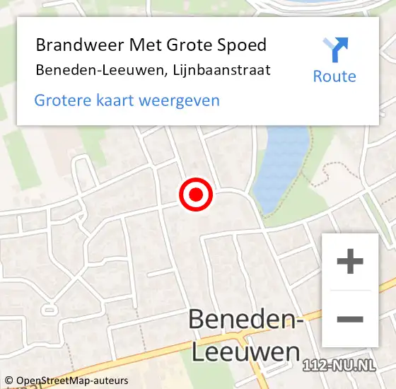 Locatie op kaart van de 112 melding: Brandweer Met Grote Spoed Naar Beneden-Leeuwen, Lijnbaanstraat op 3 mei 2020 06:32