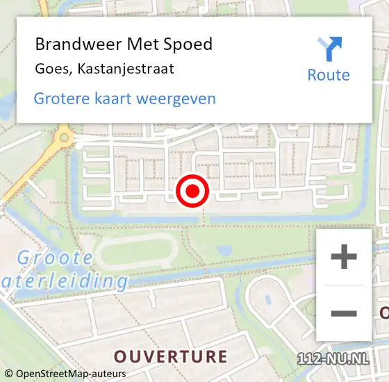 Locatie op kaart van de 112 melding: Brandweer Met Spoed Naar Goes, Kastanjestraat op 3 mei 2020 07:16