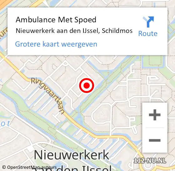 Locatie op kaart van de 112 melding: Ambulance Met Spoed Naar Nieuwerkerk aan den IJssel, Schildmos op 3 mei 2020 08:02