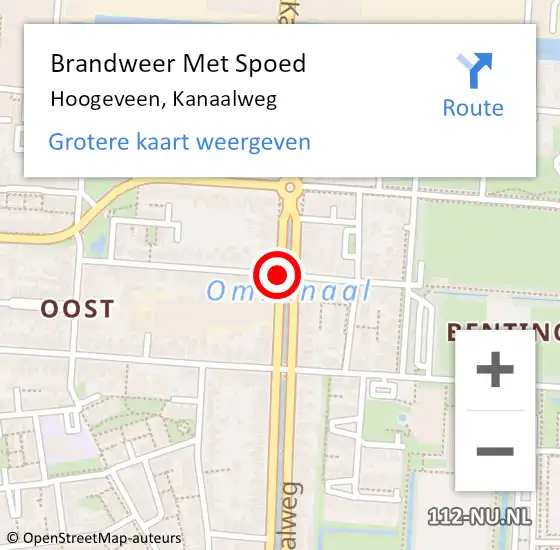 Locatie op kaart van de 112 melding: Brandweer Met Spoed Naar Hoogeveen, Kanaalweg op 3 mei 2020 08:52