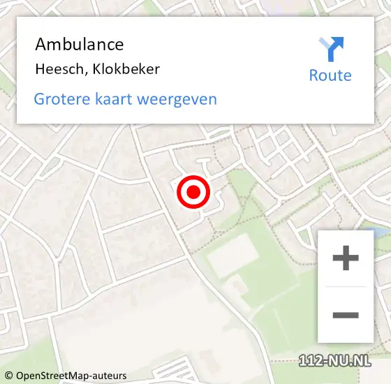 Locatie op kaart van de 112 melding: Ambulance Heesch, Klokbeker op 3 mei 2020 10:22