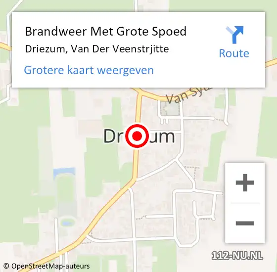 Locatie op kaart van de 112 melding: Brandweer Met Grote Spoed Naar Driezum, Van Der Veenstrjitte op 3 mei 2020 10:44