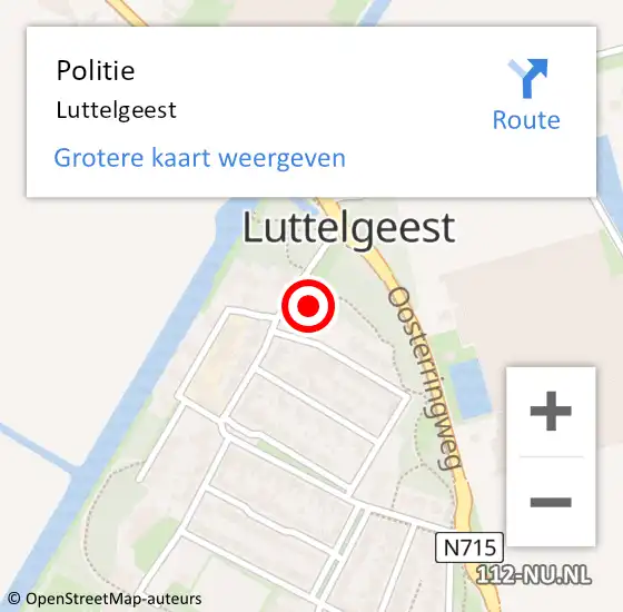 Locatie op kaart van de 112 melding: Politie Luttelgeest op 3 mei 2020 13:10