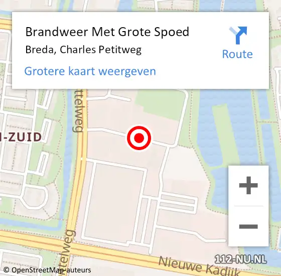 Locatie op kaart van de 112 melding: Brandweer Met Grote Spoed Naar Breda, Charles Petitweg op 3 mei 2020 13:25