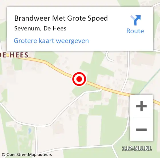 Locatie op kaart van de 112 melding: Brandweer Met Grote Spoed Naar Sevenum, De Hees op 3 mei 2020 15:14