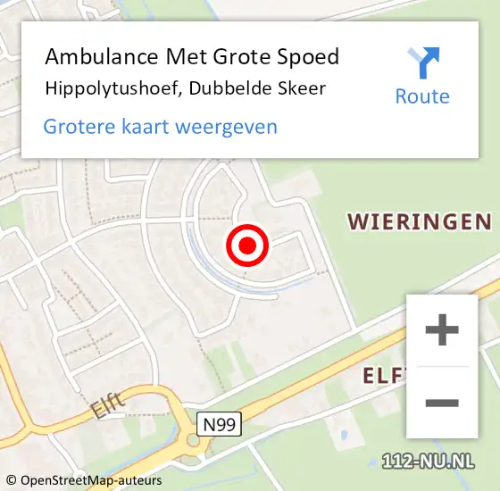 Locatie op kaart van de 112 melding: Ambulance Met Grote Spoed Naar Hippolytushoef, Dubbelde Skeer op 3 mei 2020 16:27