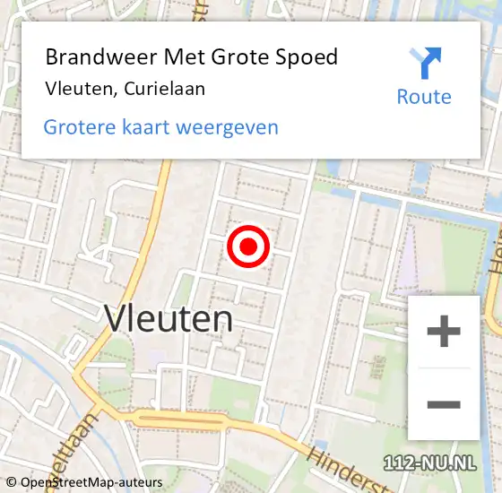 Locatie op kaart van de 112 melding: Brandweer Met Grote Spoed Naar Vleuten, Curielaan op 3 mei 2020 16:38