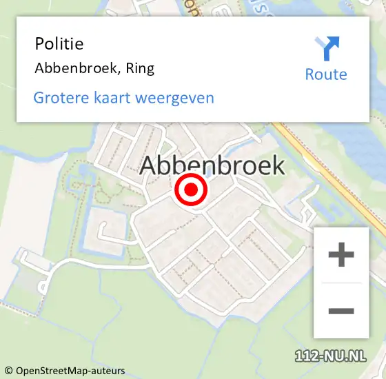 Locatie op kaart van de 112 melding: Politie Abbenbroek, Ring op 3 mei 2020 18:46