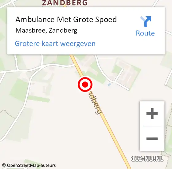 Locatie op kaart van de 112 melding: Ambulance Met Grote Spoed Naar Maasbree, Zandberg op 3 mei 2020 18:47