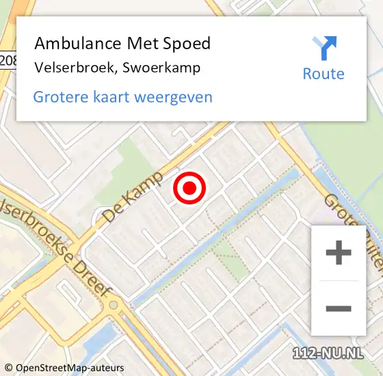 Locatie op kaart van de 112 melding: Ambulance Met Spoed Naar Velserbroek, Swoerkamp op 3 mei 2020 18:58