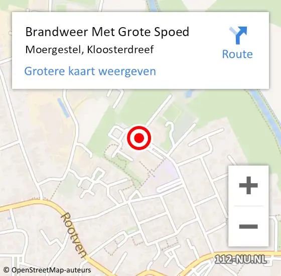 Locatie op kaart van de 112 melding: Brandweer Met Grote Spoed Naar Moergestel, Kloosterdreef op 3 mei 2020 21:08