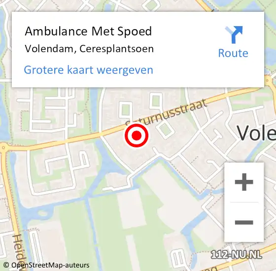 Locatie op kaart van de 112 melding: Ambulance Met Spoed Naar Volendam, Ceresplantsoen op 3 mei 2020 21:15