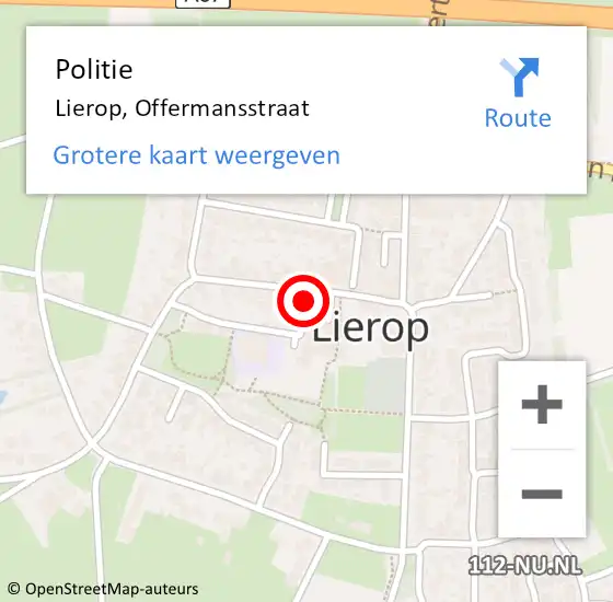 Locatie op kaart van de 112 melding: Politie Lierop, Offermansstraat op 4 mei 2020 04:31