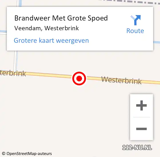 Locatie op kaart van de 112 melding: Brandweer Met Grote Spoed Naar Veendam, Westerbrink op 4 mei 2020 07:50