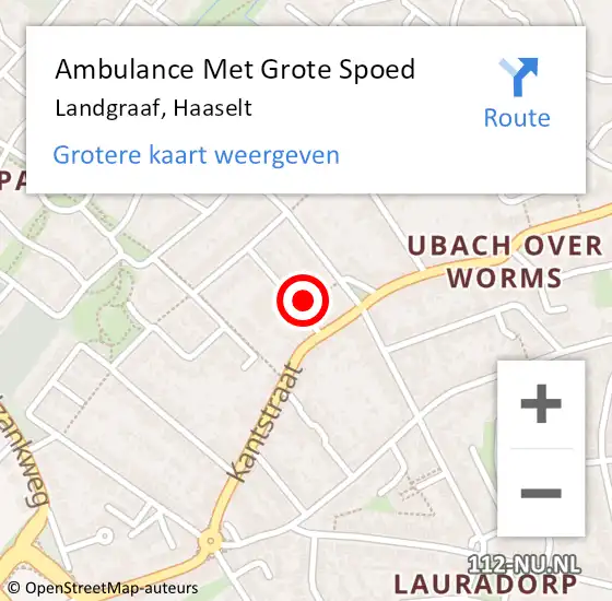 Locatie op kaart van de 112 melding: Ambulance Met Grote Spoed Naar Landgraaf, Haaselt op 5 mei 2014 18:53