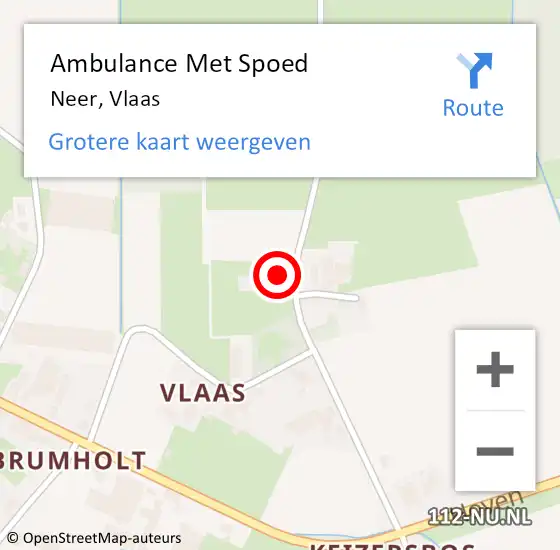 Locatie op kaart van de 112 melding: Ambulance Met Spoed Naar Neer, Vlaas op 5 mei 2014 18:58