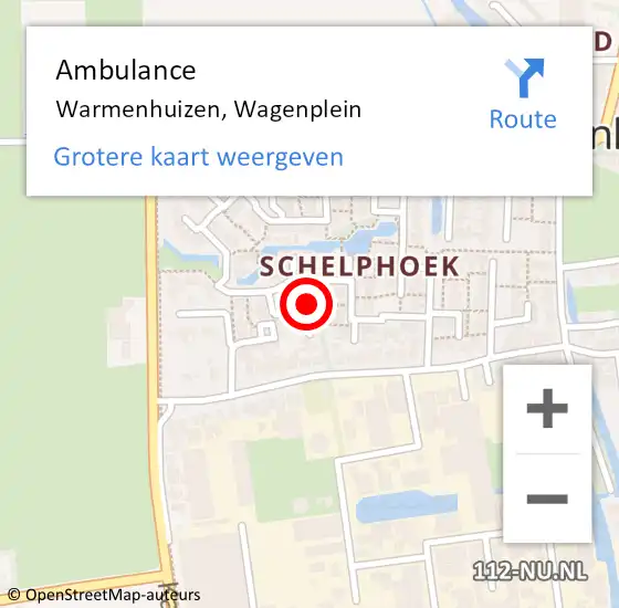 Locatie op kaart van de 112 melding: Ambulance Warmenhuizen, Wagenplein op 4 mei 2020 14:03