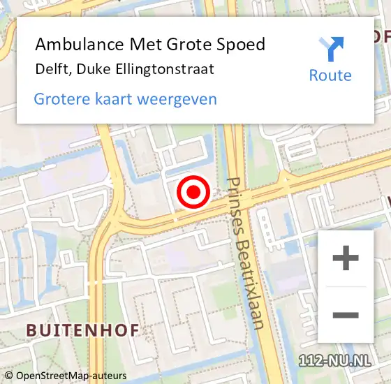 Locatie op kaart van de 112 melding: Ambulance Met Grote Spoed Naar Delft, Duke Ellingtonstraat op 4 mei 2020 14:17