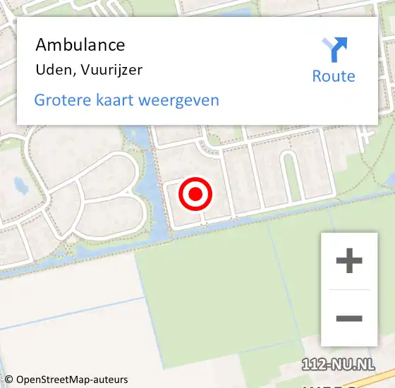 Locatie op kaart van de 112 melding: Ambulance Uden, Vuurijzer op 4 mei 2020 15:12