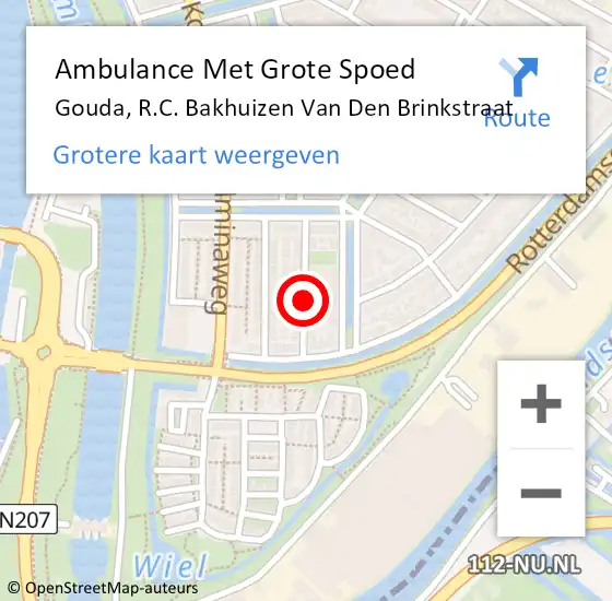 Locatie op kaart van de 112 melding: Ambulance Met Grote Spoed Naar Gouda, R.C. Bakhuizen Van Den Brinkstraat op 4 mei 2020 15:17