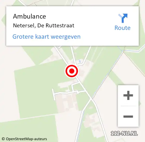 Locatie op kaart van de 112 melding: Ambulance Netersel, De Ruttestraat op 4 mei 2020 15:24