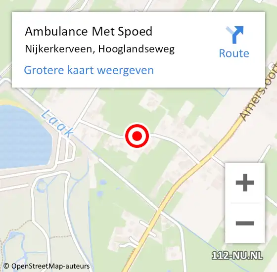 Locatie op kaart van de 112 melding: Ambulance Met Spoed Naar Nijkerkerveen, Hooglandseweg op 4 mei 2020 17:20